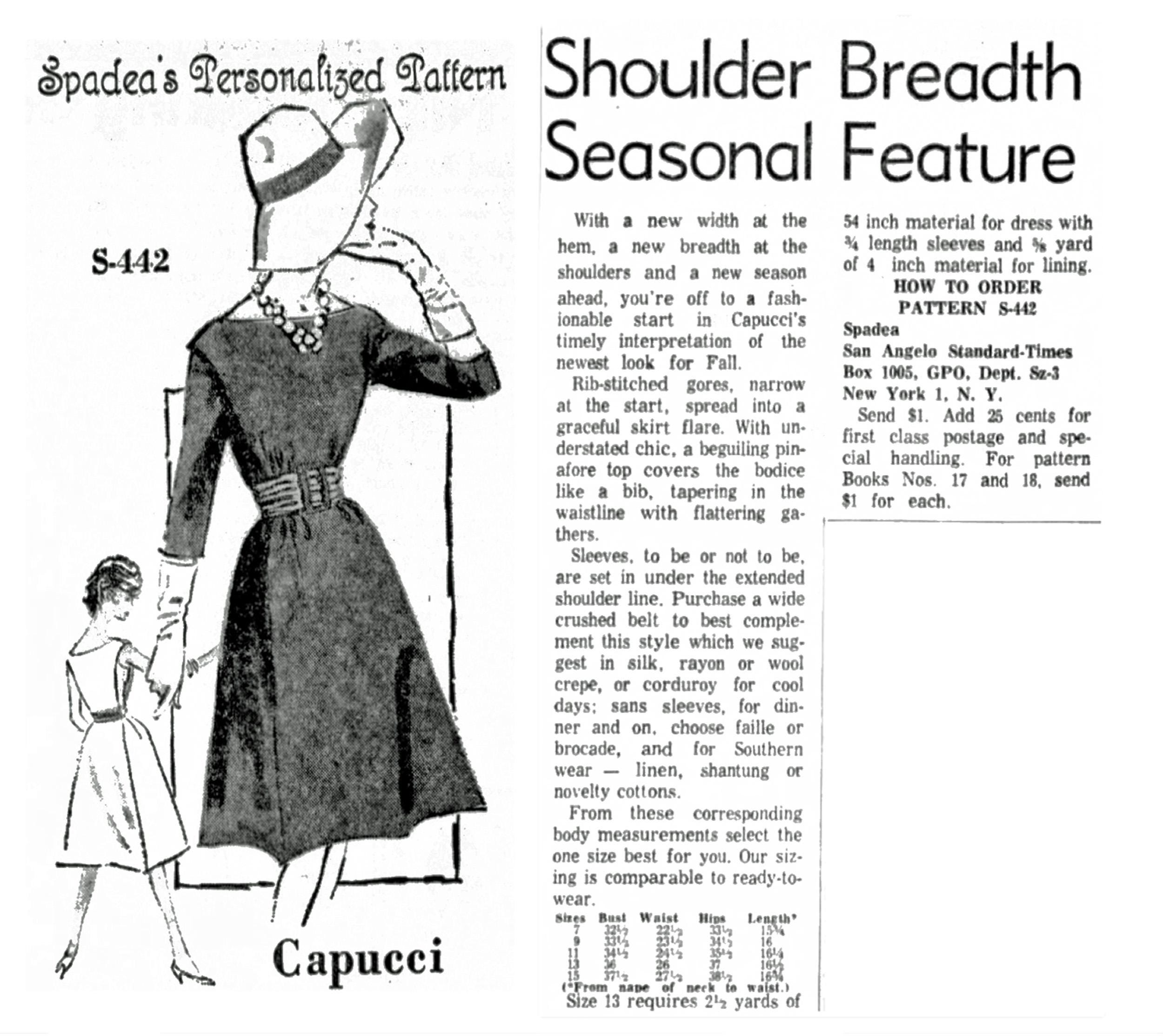Midcentury Tailored Dress Pattern With Geometric Bodice & Skirt, Spadea ...