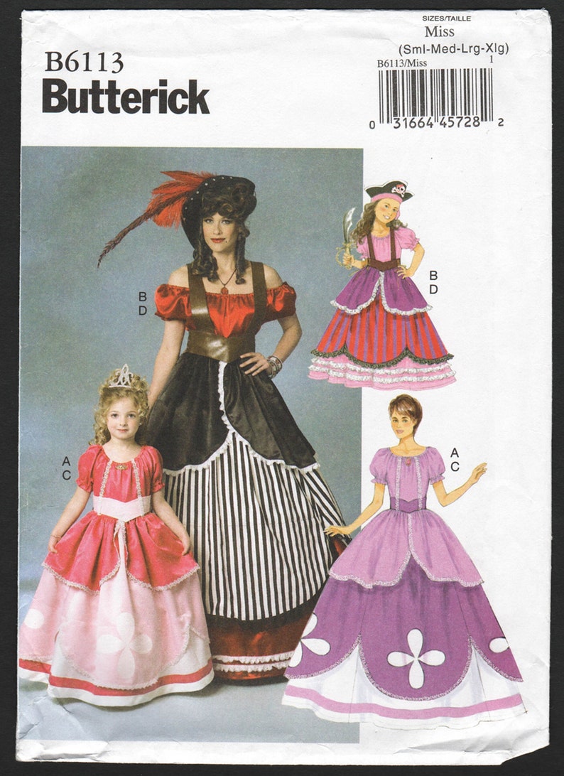 Sewing Pattern Pirate Wench / Saloon Girl Costume Butterick Etsy