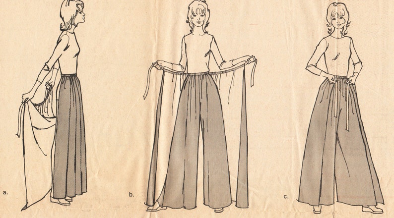 Palazzo Pants with Skirt Overlay Pattern Vintage 1970s | Etsy
