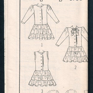 Jumper Dress Pattern with Drop Waist & Ruffled Tiers, 1980s Simplicity 8735, UNCUT image 5