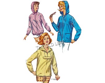 Vintage Sewing Pattern - Hooded Beach Jacket or Pullover, Simplicity 5256, UNCUT