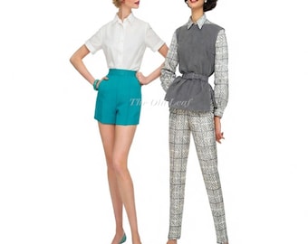 Vintage 1950s Sewing Pattern — Cigarette Pants, Vest, Shirt, Shorts: McCall’s 5301, UNCUT