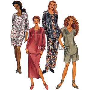Plus Size Pattern - Long Pullover Top, Pull on Skirt & Pants, Easy McCalls 7615, UNCUT