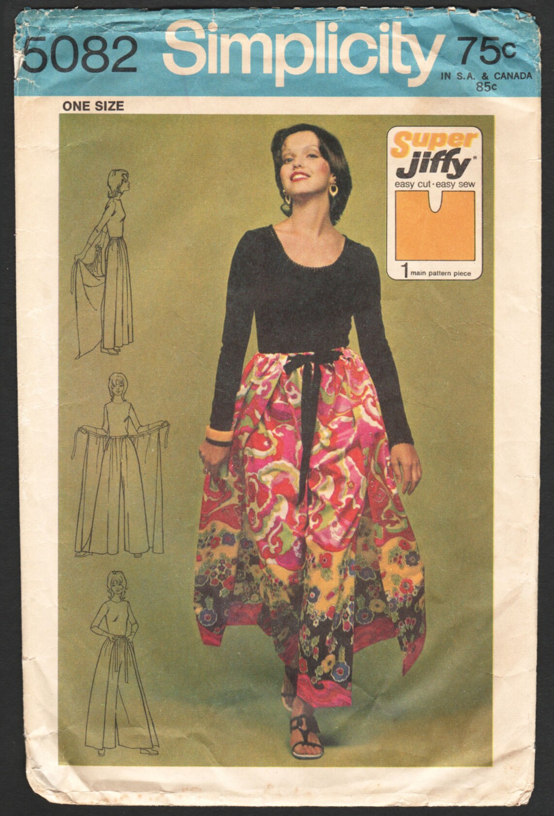 Palazzo Pants with Skirt Overlay Pattern Vintage 1970s Etsy