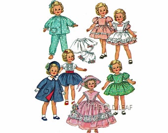 Doll Clothes Pattern - Wardrobe for 17" Shirley Temple Doll, 1950s Simplicity 3217