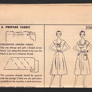 1950s Dress Pattern with Optional Bias Skirt or Soutache Trim, Easy Simplicity 3586, UNCUT image 6