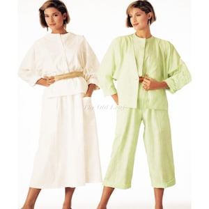 Vogue 1347 Pattern: 1980s Loose Fit Boho Jacket, Blouse, Skirt, Pants — UNCUT