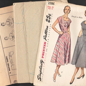 1950s Dress Pattern with Optional Bias Skirt or Soutache Trim, Easy Simplicity 3586, UNCUT image 8