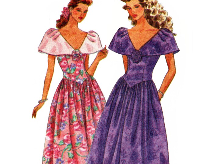 Basque Waist Dress Pattern Spring Summer Tea Length Dress Etsy