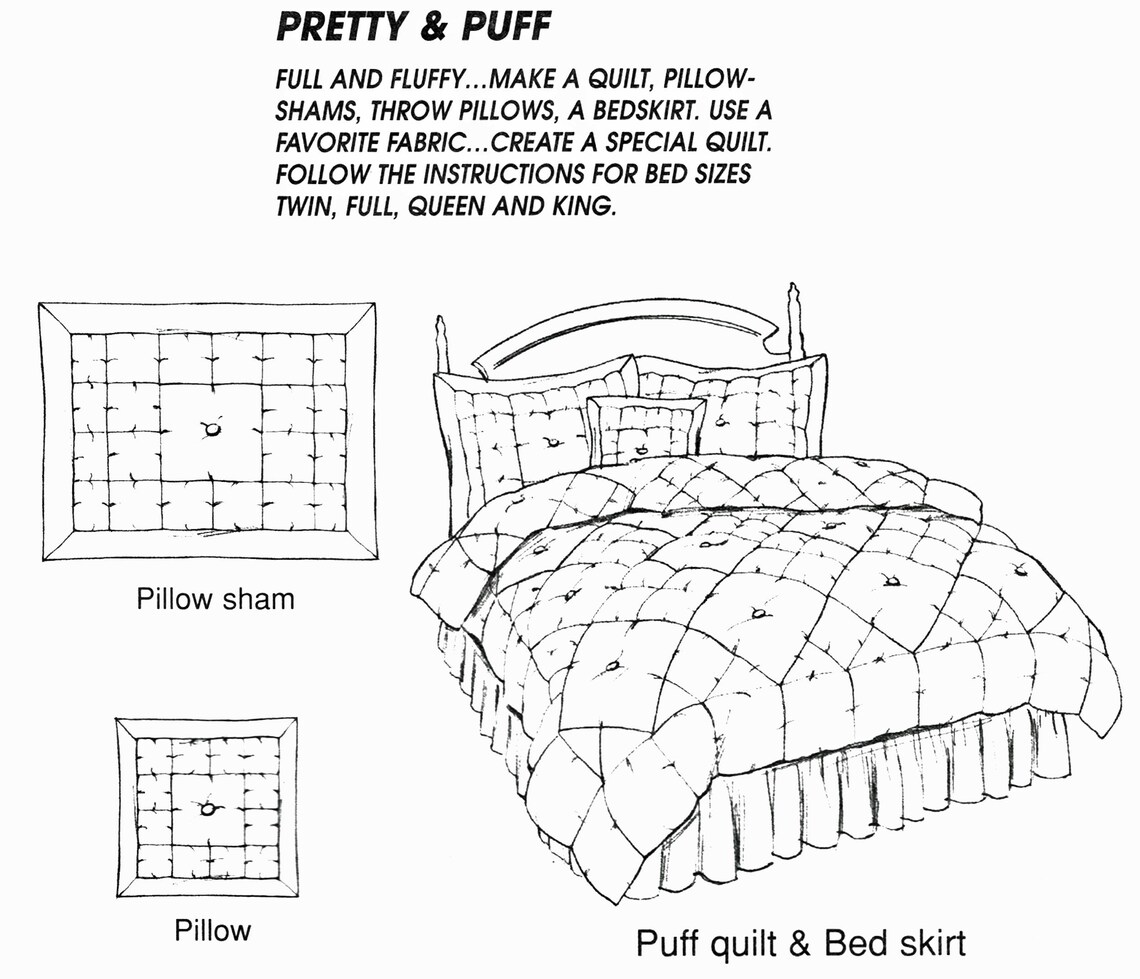 Sewing Pattern for Puffy Quilt Dust Ruffle Sham & Throw Etsy
