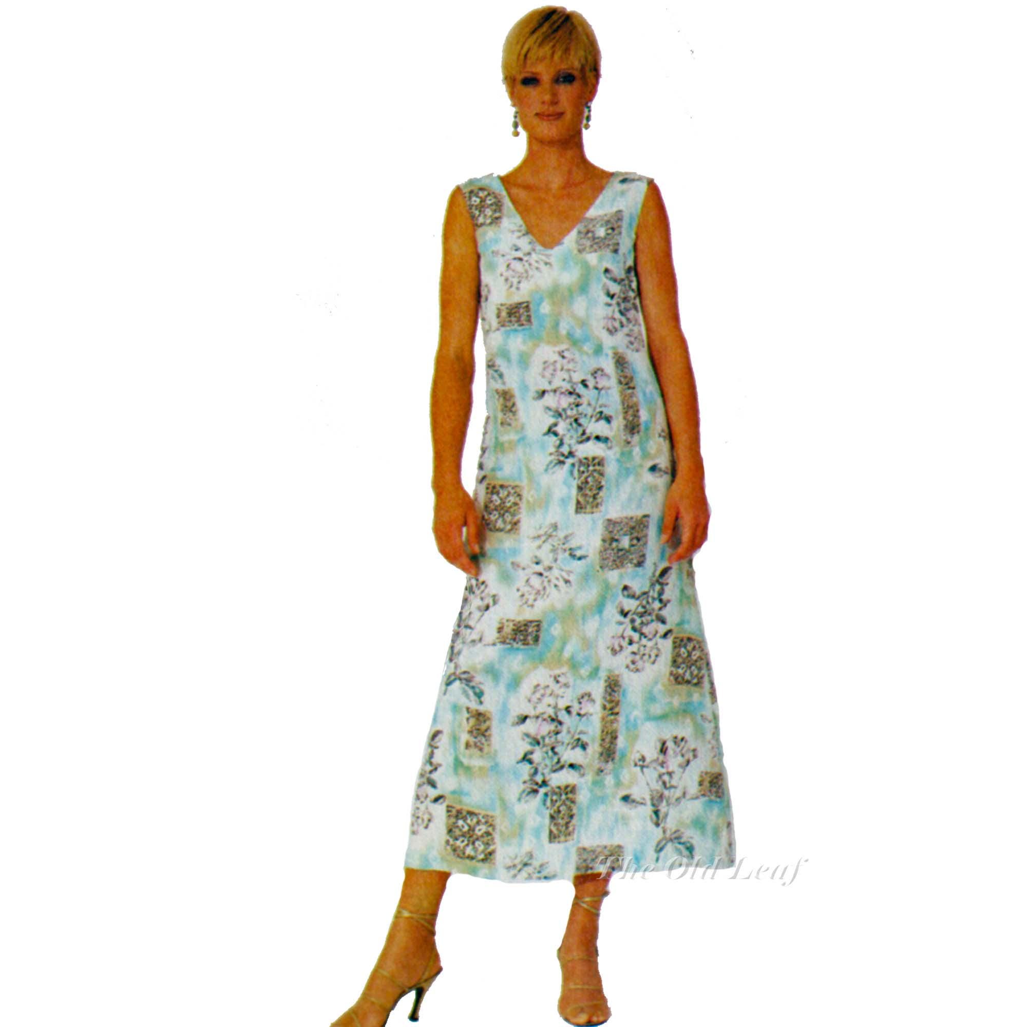 V Neck Dress Pattern with No Waist in Above Knee or Maxi Length, McCalls 9268 - UNCUT