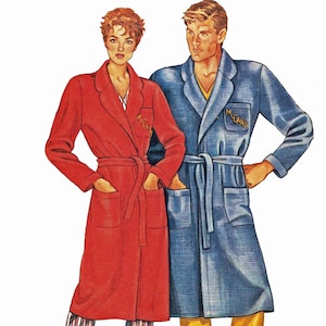 Womens or Mens Robe Sewing Pattern, Chest 32 34 36 38 40 42 44 46, Quick McCalls 0011 - UNCUT