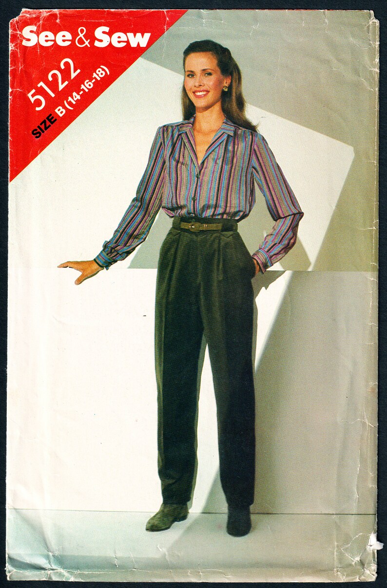1980s Pattern - V Neck Blouse & Pleated Pants, See Sew Butterick 5122 ...