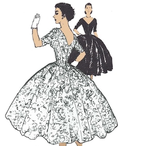 Spadea 1184 Pattern - 1950s Wedding Dress or Debutante Dress with Full Skirt & V Neckline by Anne Fogarty - UNCUT