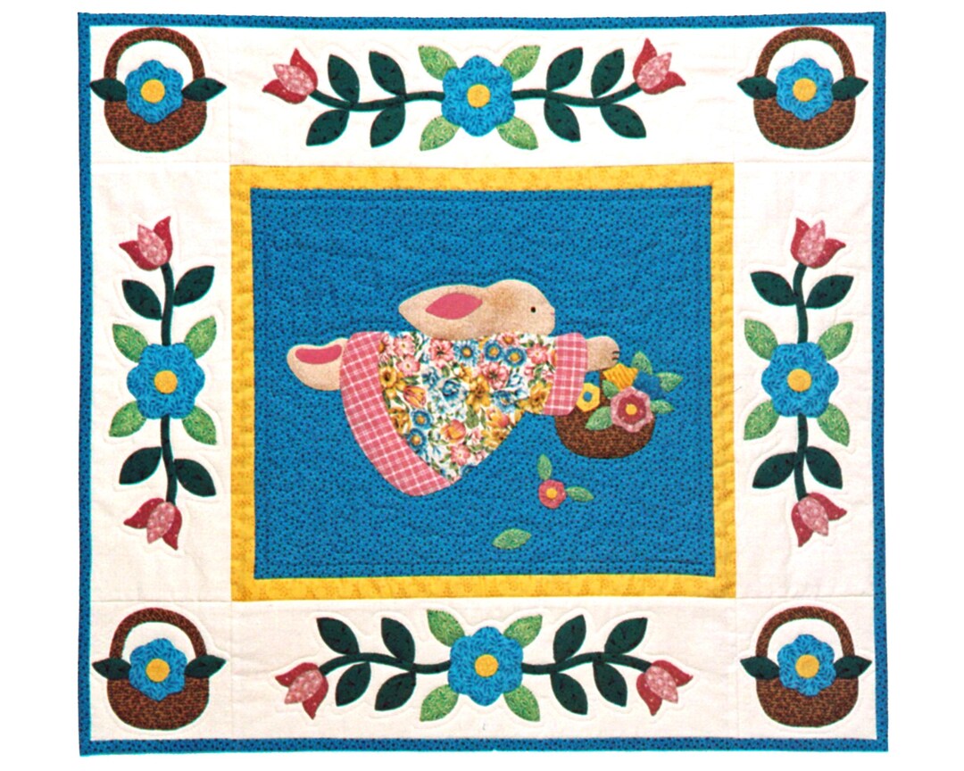 Easter Quilt Pattern: Flying Bunny Applique Wall Hanging, Flori Bunda ...