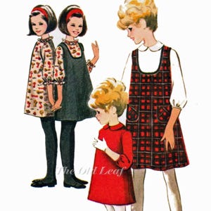 60s Girls Clothes Pattern: U Neck Jumper, Back Button Dress, McCalls 7986 (UNCUT)