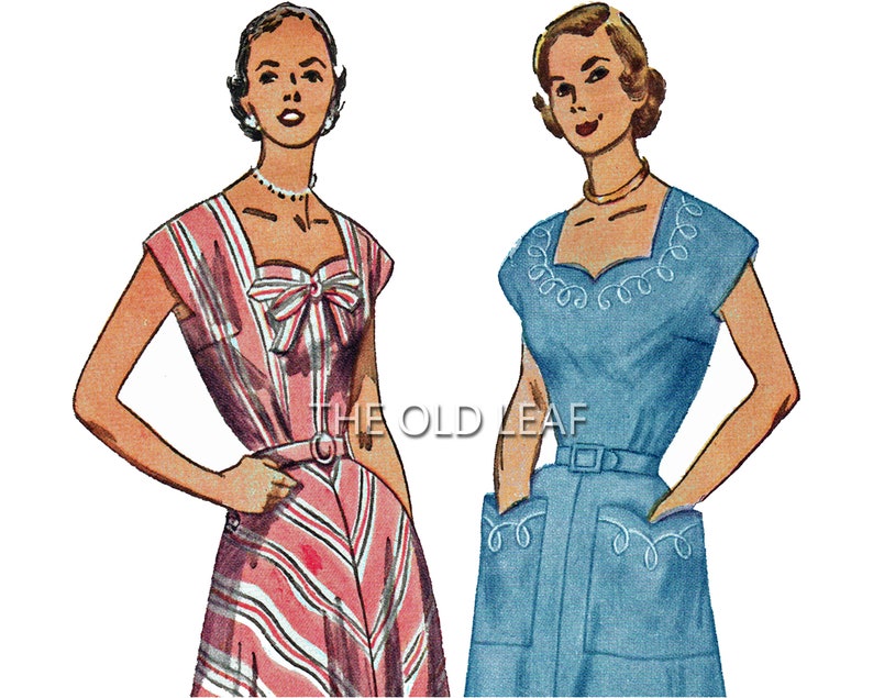 1950s Dress Pattern with Optional Bias Skirt or Soutache Trim, Easy Simplicity 3586, UNCUT image 1