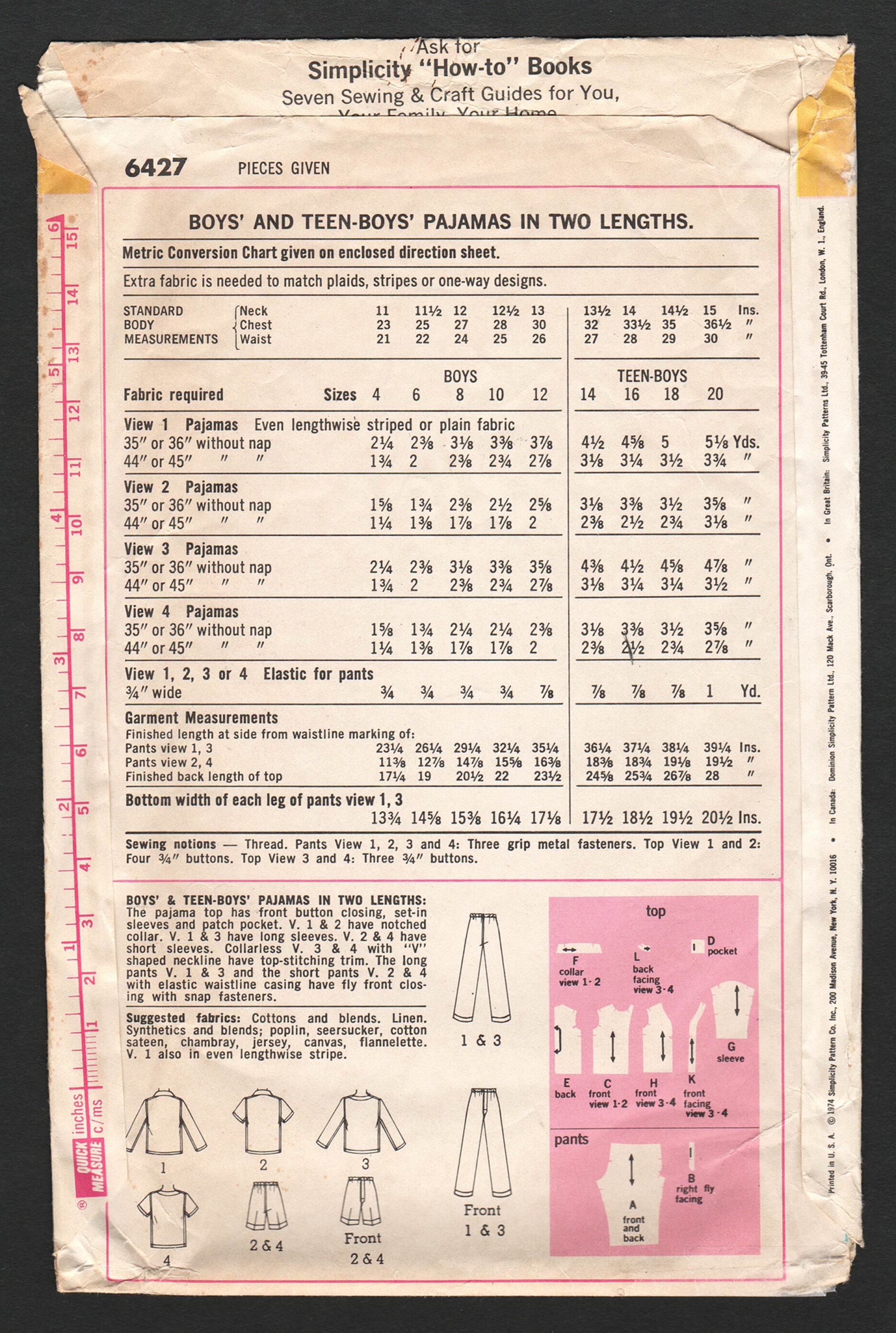 Vintage Pajama Pattern for Boys, Simplicity 6427, UNCUT - Etsy