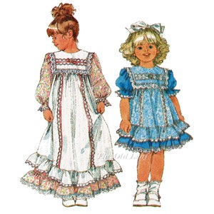 Gunne Sax Pattern - Girls Dress with Ruffled Hem & Overskirt in 2 Lengths, Jessica McClintock Simplicity 8881 - UNCUT