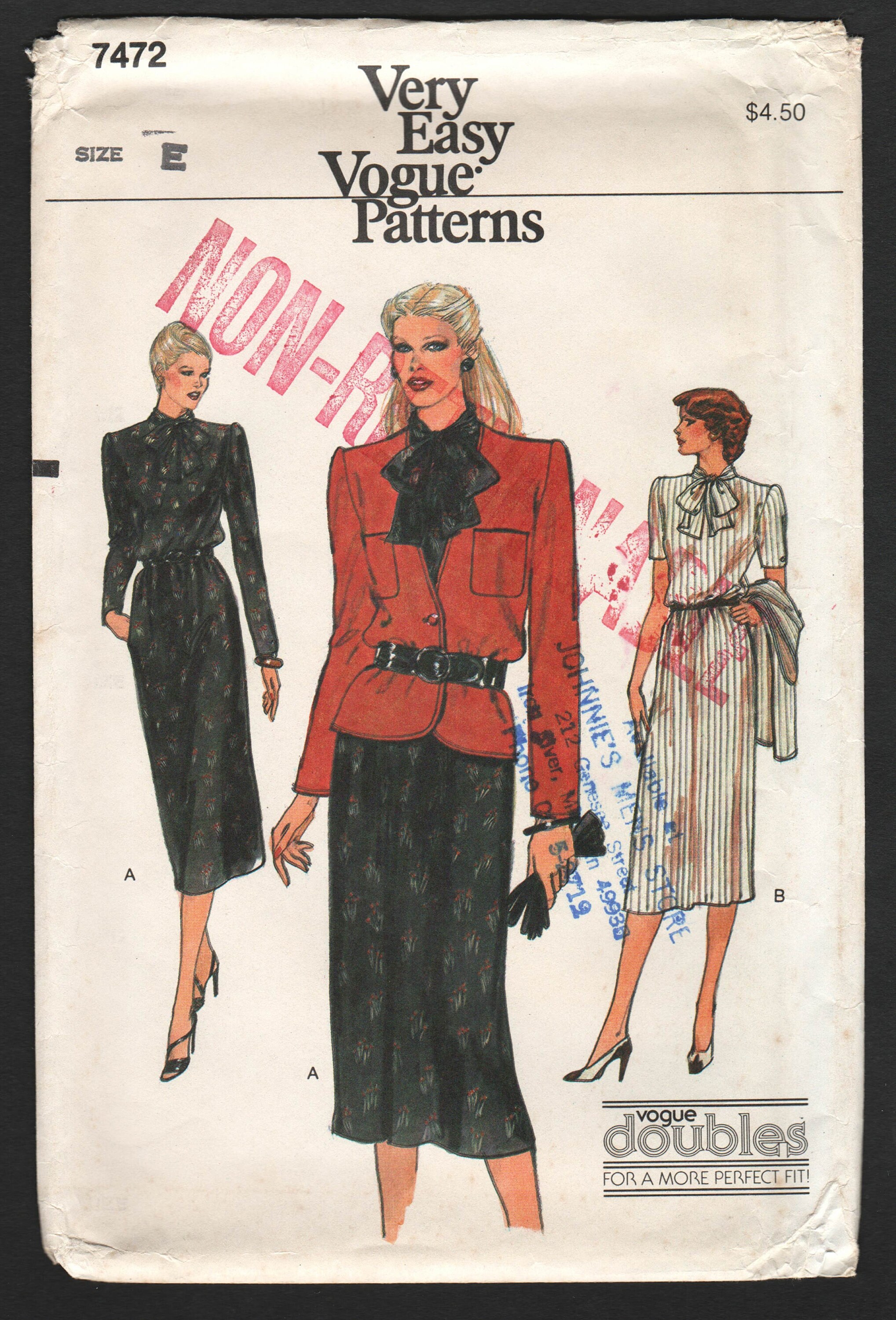 Vogue Sewing Pattern for 80s Dress and Jacket Vogue 7472 | Etsy