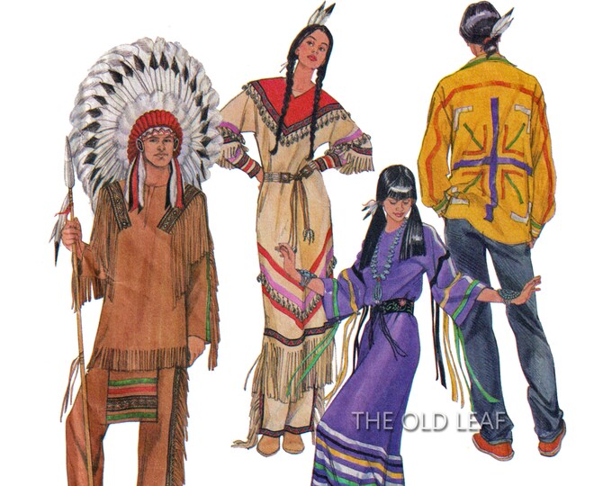 Native American Clothes Pattern for Men & Women, Simplicity 5446, UNCUT ...