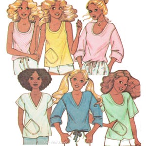 Top Pattern with V or Scoop Neck, Sleeveless Tank or Pullover with Sleeve & Waist Variations, McCalls 5987  - UNCUT