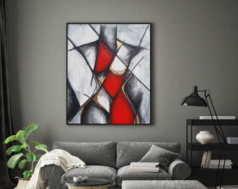 Abstract Painting, Acrylic Painting, Nude Painting, Wall Decor, Home Decor, Housewarming Gift, Gift, Charcoal