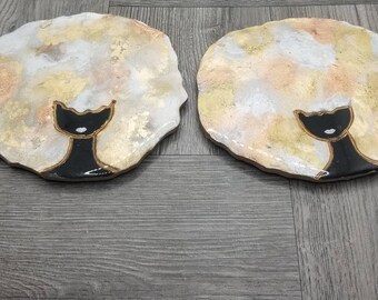 Coaster set/Afro Coaster /resin coaster/ ring dish /black art/ gold leaf /resin art/ gift/ for her/wedding gift/Christmas gift