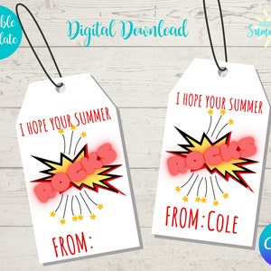 Editable Summer Rocks Favor Tag , Summer Rocks Tag , End of School Favor Tag , Favor Tag , Summer Printable Favor Tags , Canva Template