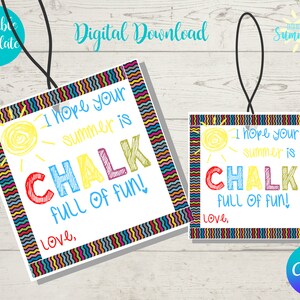 Editable Chalk Favor Tag , Chalk Full of Fun Tag , End of School Tag , School Favor , Printable Favor Tags , Canva Template