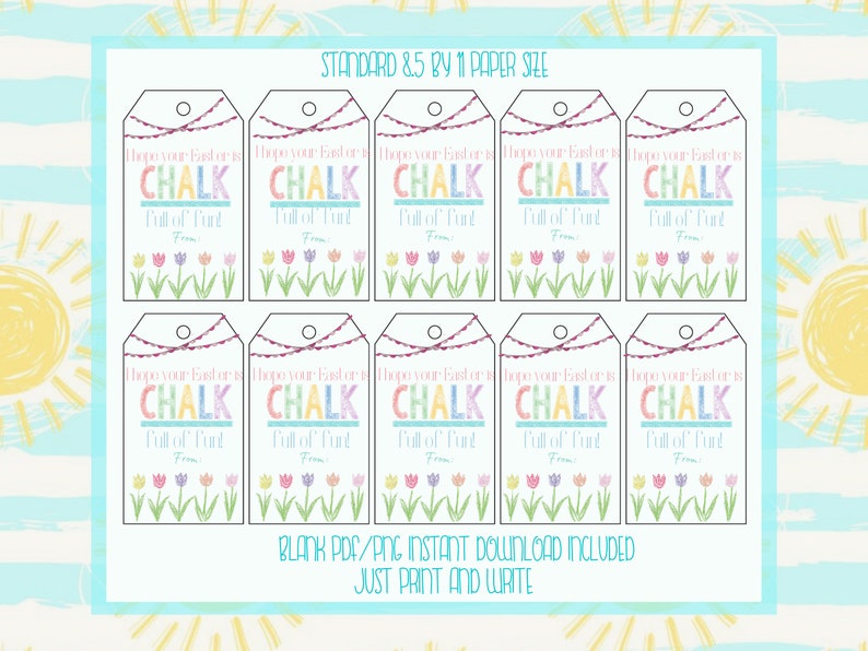 Editable Easter Chalk Favor Tag , Chalk Full of Fun Tag , Easter Tag ...