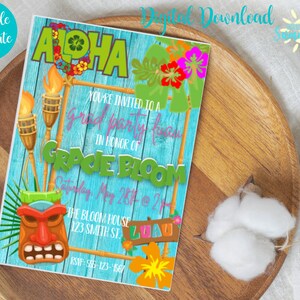 Editable Luau Graduation Party Invitation, Graduation Invitation, Class of 2022, Graduation Ceremony Invitation, Color Match School Colors
