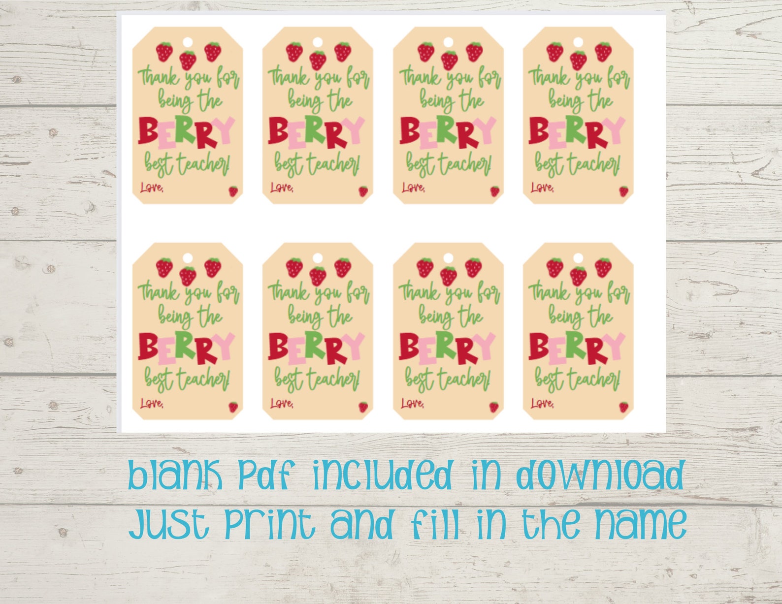 Editable Berry Favor Tag , Berry Sweet Summer Tag , End of School Tag ...