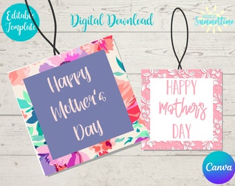 Bearbeitbarer Muttertag Geschenkanhänger , Muttertag Anhänger , Muttertag , Muttertag Printable Tags , Canva Template