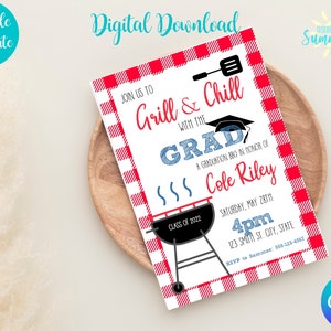 Editable Graduation Party Invitation, Graduation Invitation, Class of 2022, Graduation Ceremony Invitation, Grill and Chill BBQ,