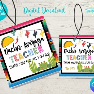 Etichetta regalo media Nacho modificabile, pranzo di apprezzamento messicano, pranzo di apprezzamento per gli insegnanti, etichetta regalo per insegnanti etichetta regalo digitale