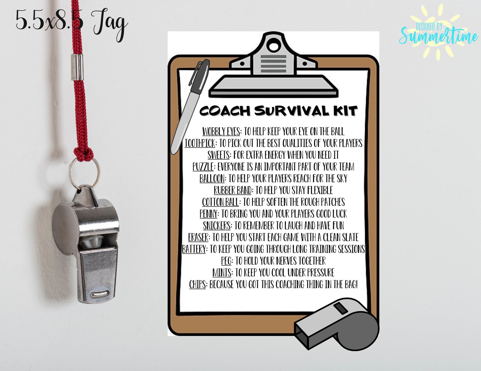 Editable Coach Survival Kit Tag , Sports Camp, Tryouts , Candy Survival