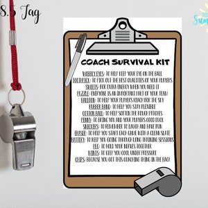 Editable Coach Survival Kit Tag , Sports Camp, Tryouts , Candy Survival Kit, Gift Tag, Coach Gift| Treat Tag | Canva Template