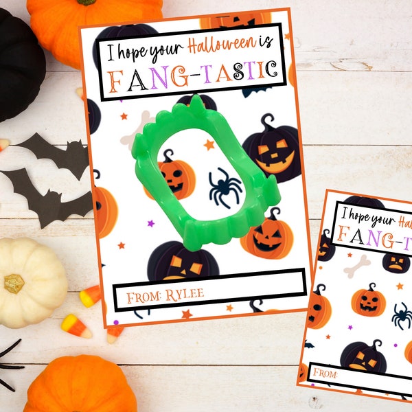 Editable Halloween Gift Tag , Fang-tastic Halloween , Gift Tag for Students Teachers Employees, Thank You Tags, Digital Gift Tag,