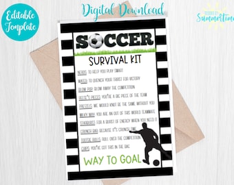 Editable Soccer Survival Kit Tag , Soccer Camp, Tryouts , Candy Survival Kit, Gift Tag, Soccer Gift, Treat Tag , Canva Template