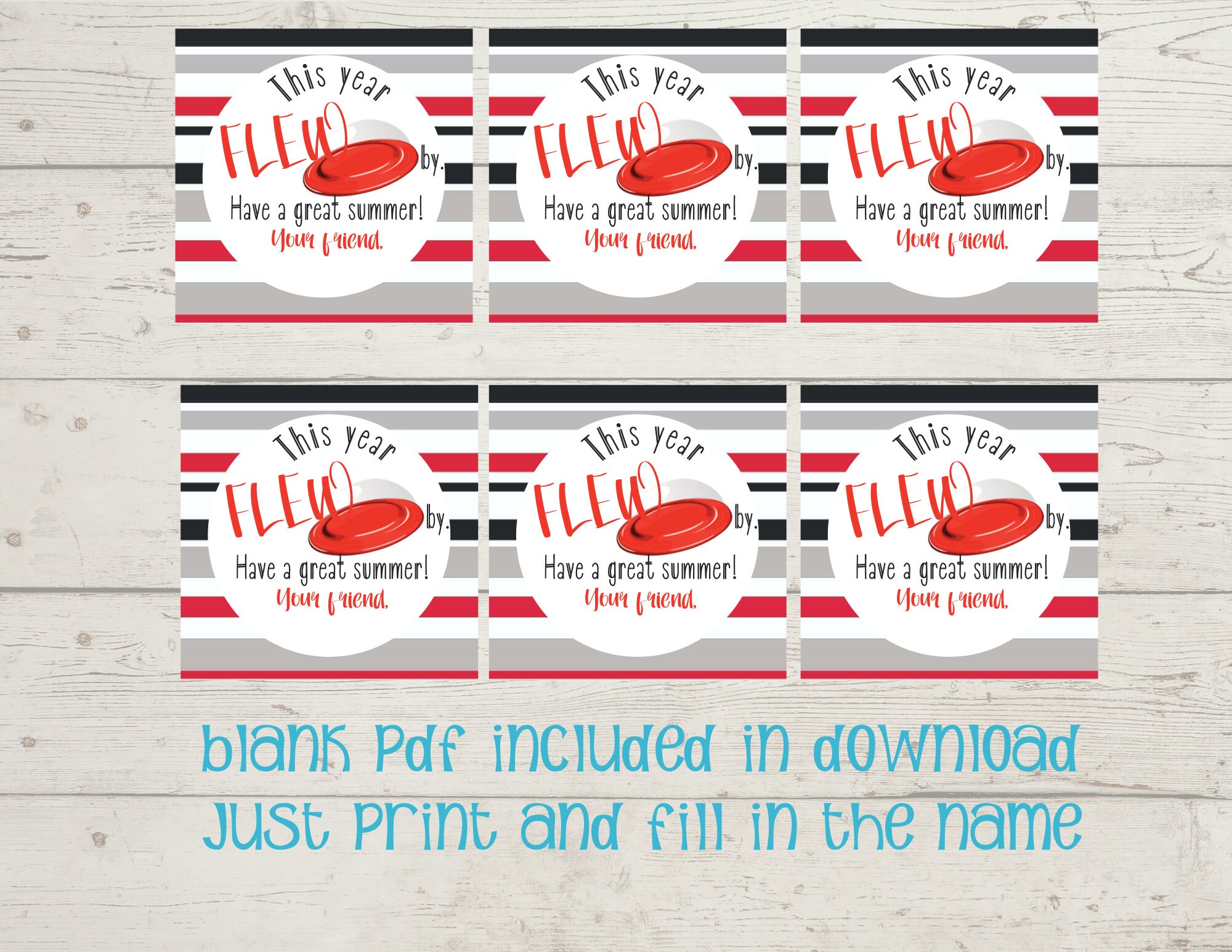 Editable Frisbee Favor Tag , Year Flew by Tag , End of School Tag ...