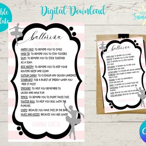 Editable Ballerina Survival Kit Tag , Dance Competition , Ballet , Candy Survival Kit, Gift Tag, Dancer Gift| Treat Tag | Canva Template
