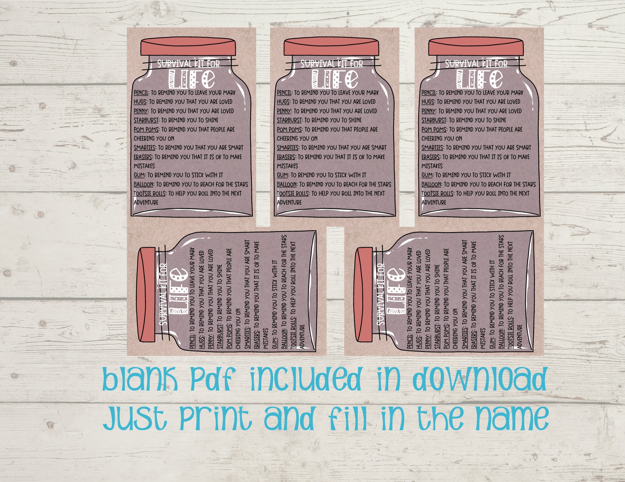 Editable Survival Kit for Life Tag , Kit for Life , Printable, Candy ...