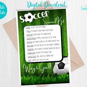 Editable Soccer Survival Kit Tag , Soccer Camp, Tryouts , Candy Survival Kit, Gift Tag, Soccer Gift| Treat Tag | Canva Template