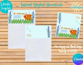 Editable OʻFish-ally Summer Treat Bag Topper, Class Treat Bag Topper, End of Summer Treat Bag Topper, End of Year Gifts for Students