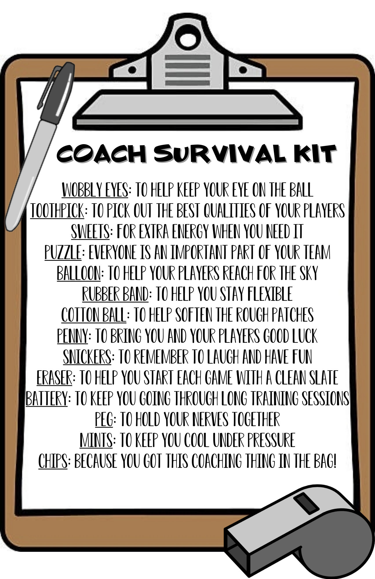 Editable Coach Survival Kit Tag , Sports Camp, Tryouts , Candy Survival