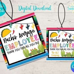 Etichetta regalo media Nacho modificabile, pranzo di apprezzamento messicano, pranzo di apprezzamento per il personale, etichetta regalo per il personale, colleghi, etichetta regalo digitale
