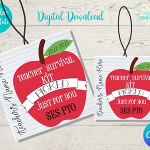 Editable Teacher Survival Kit Tag , Teacher Appreciation , Printable, Candy Survival Kit, Gift Tag, Teacher Gift| Treat Tag | Canva Template