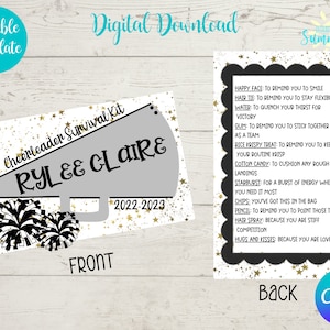 Editable Cheerleader Survival Kit Tag , Cheer Competition , Cheer, Candy Survival Kit, Gift Tag, Cheer Gift| Treat Tag | Canva Template