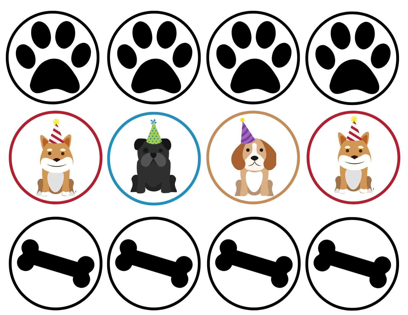 Editable Puppy Cupcake Toppers, Dog Theme Party, Puppy Dog Birthday ...